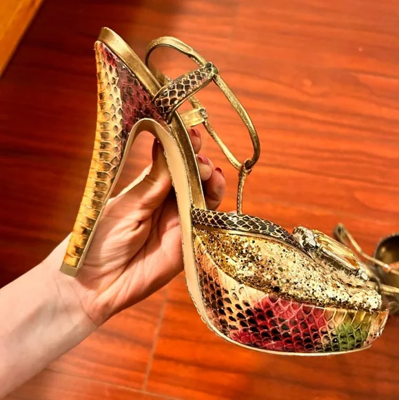 Vince Camuto Golden Brown Crystal Platform Pumps - Picture 7 of 7